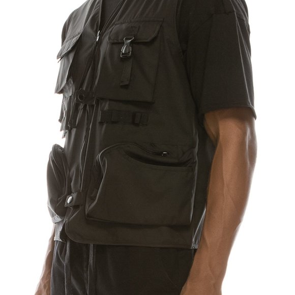 #NWT- Mens Black Utility Water Resistant Vest w/ functional pockets - Picture 4 of 4